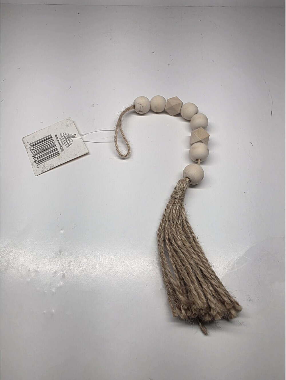 Wood Bead Garland w/ Tassels Farmhouse Beads Rustic Country Home Decors